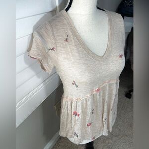 Rewind Shirt Womens X Small Floral Boho Babydoll Coquette Y2K Vneck Short Sleeve